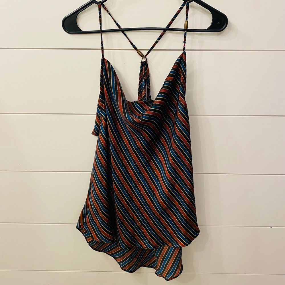 Women’s Free People Tank. Size Medium. Blue/Gold/Black/Burgundy Stripe.